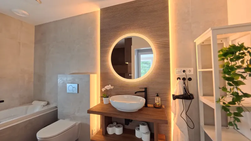 Panoramic Perspective of the Master Suite Bathroom