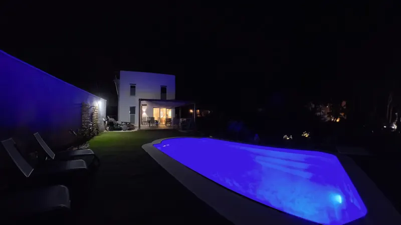 Illuminated Pool Night Atmosphere